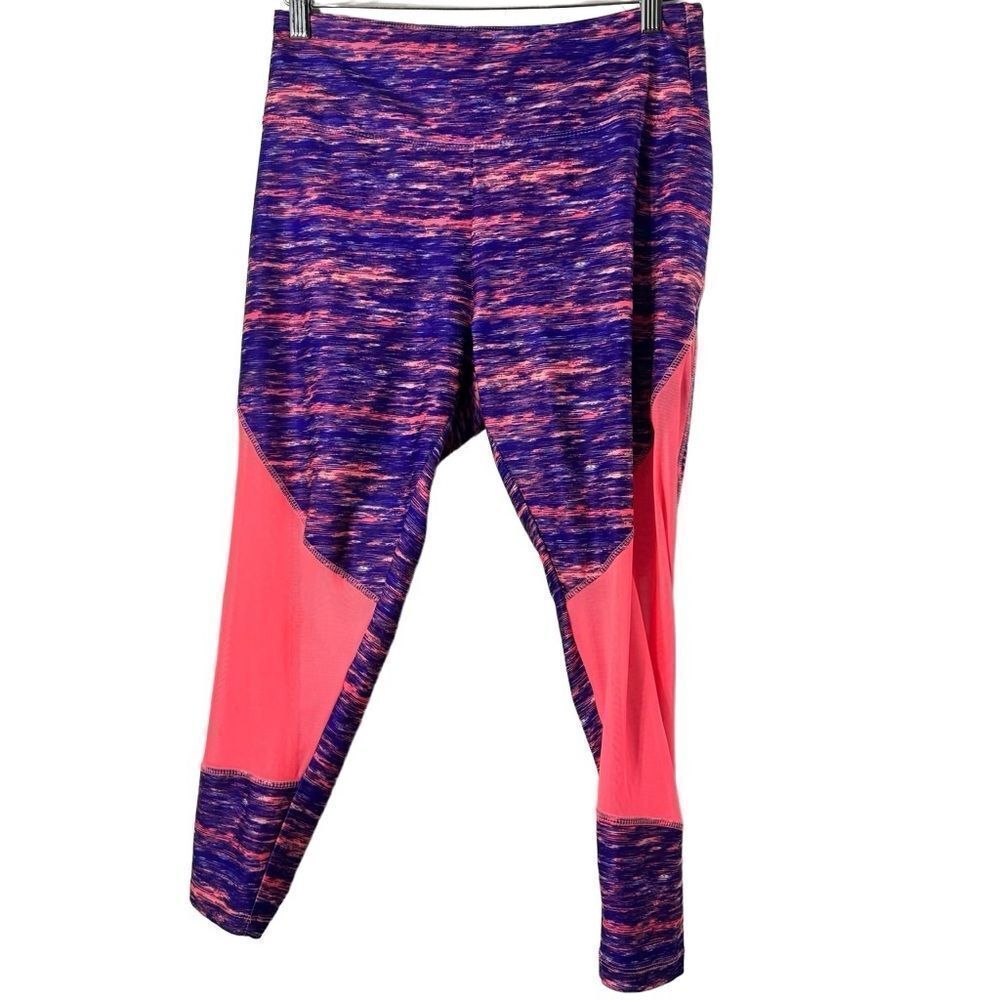 BALLY Pink Purple Neon Capri Stretch High Rise Leggings Size L